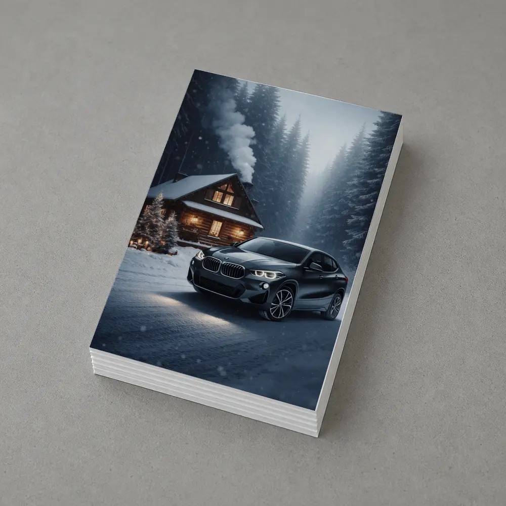 BMW X2 Black SUV Snowy Winter Forest – Postcards