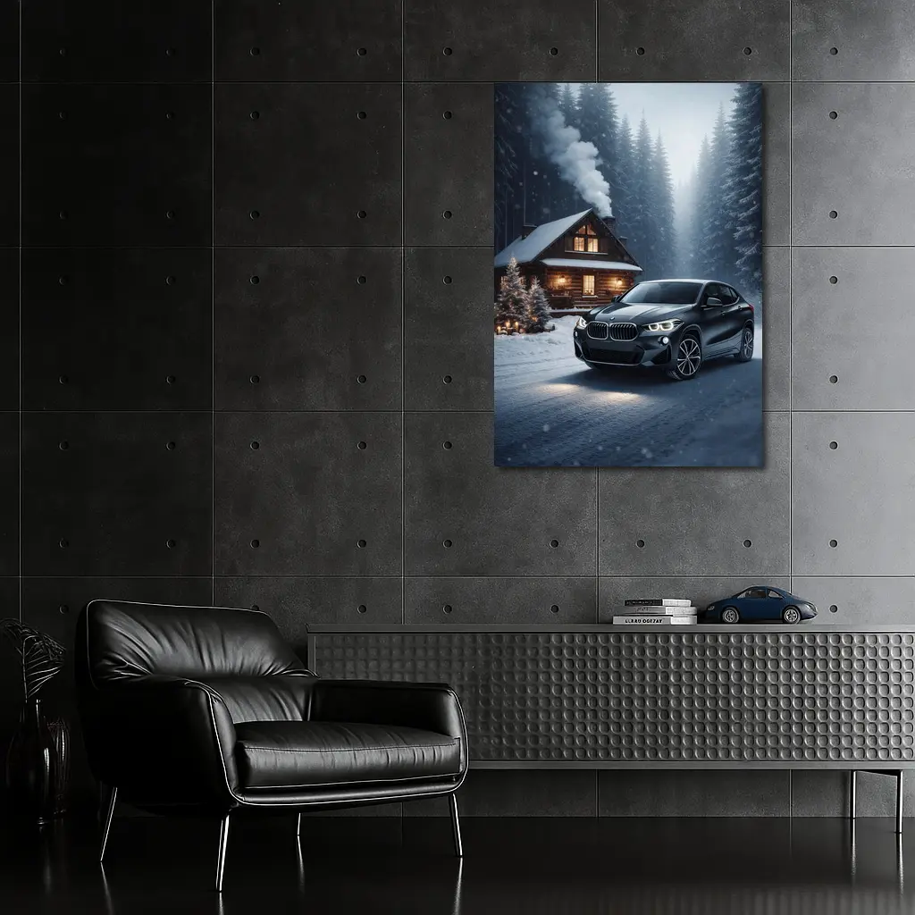 BMW X2 Black SUV Snowy Winter Forest – Wall Art
