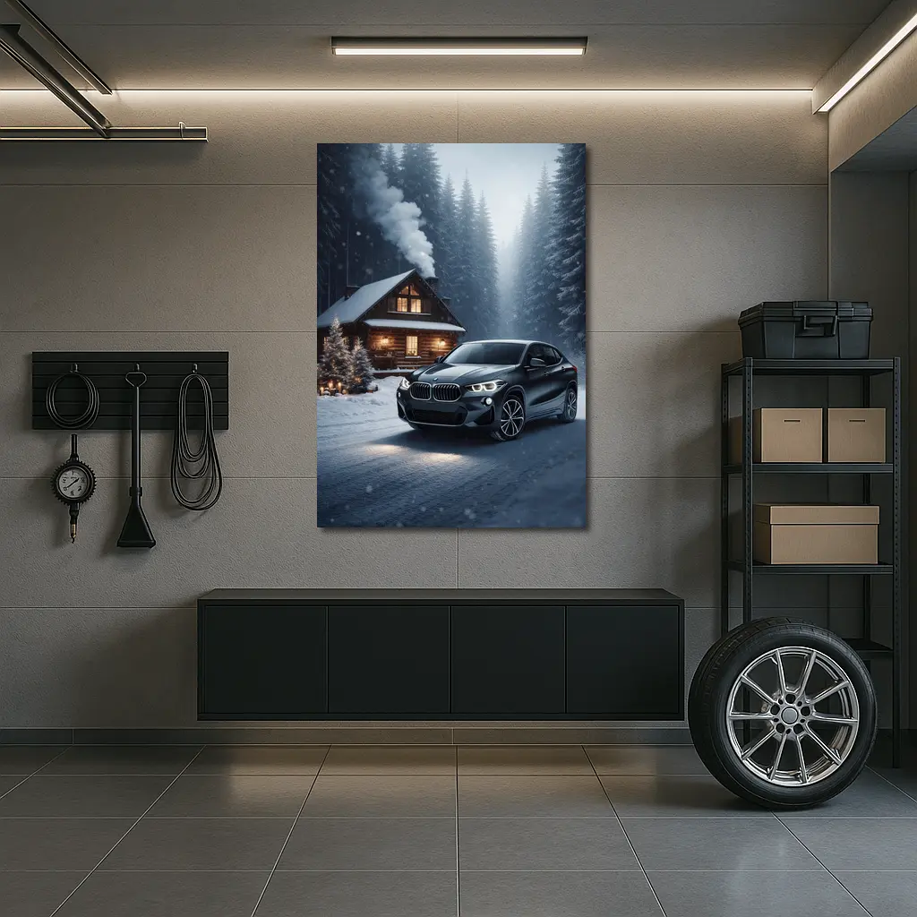 BMW X2 Black SUV Snowy Winter Forest – Wall Art