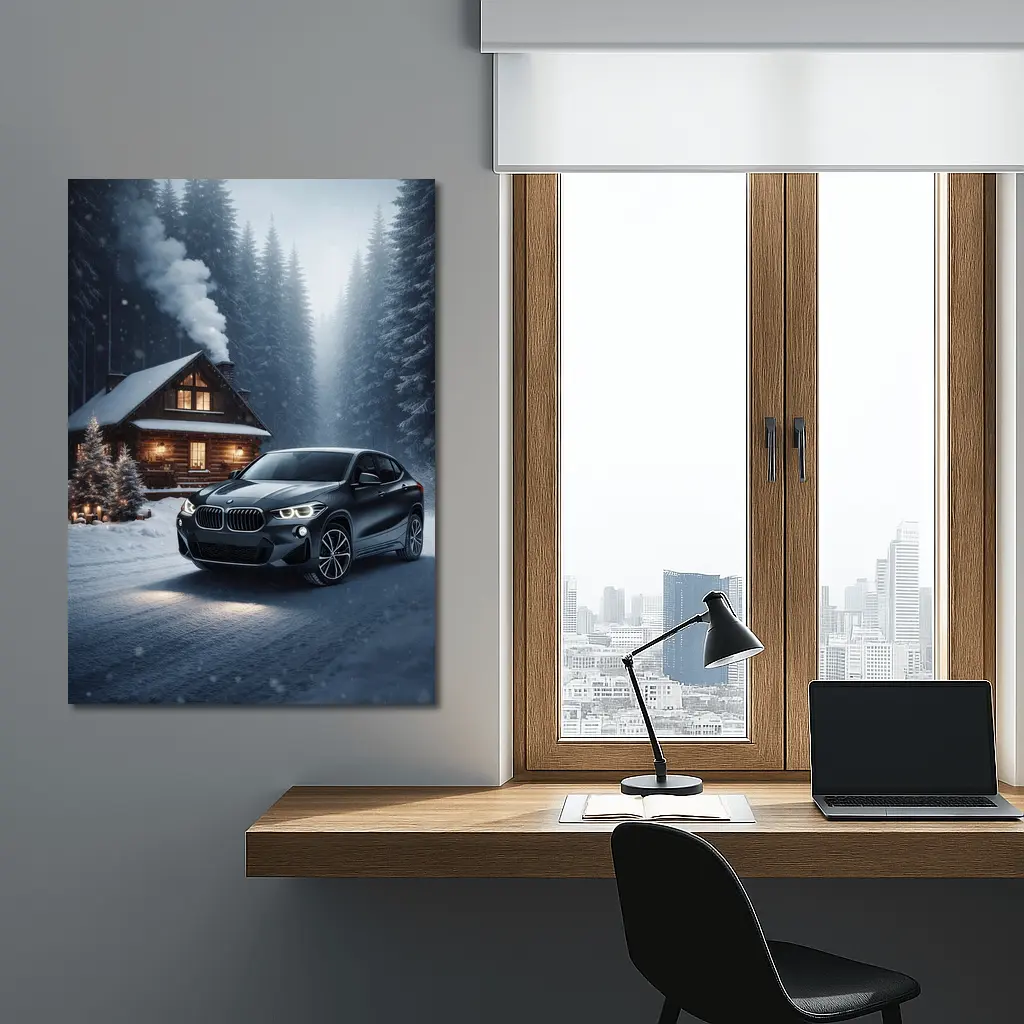 BMW X2 Black SUV Snowy Winter Forest – Wall Art