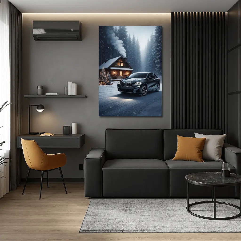 BMW X2 Black SUV Snowy Winter Forest – Wall Art