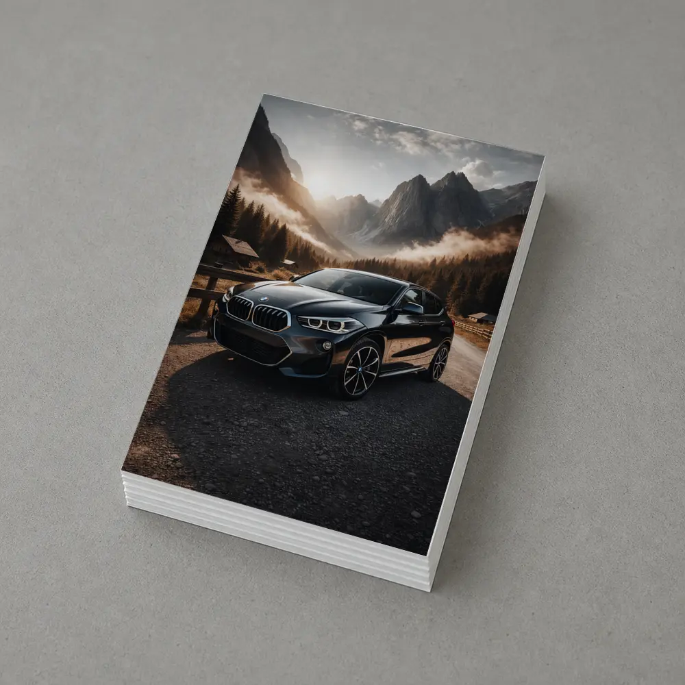 BMW X2 Parked Against Misty Mountain Backdrop – Postcards