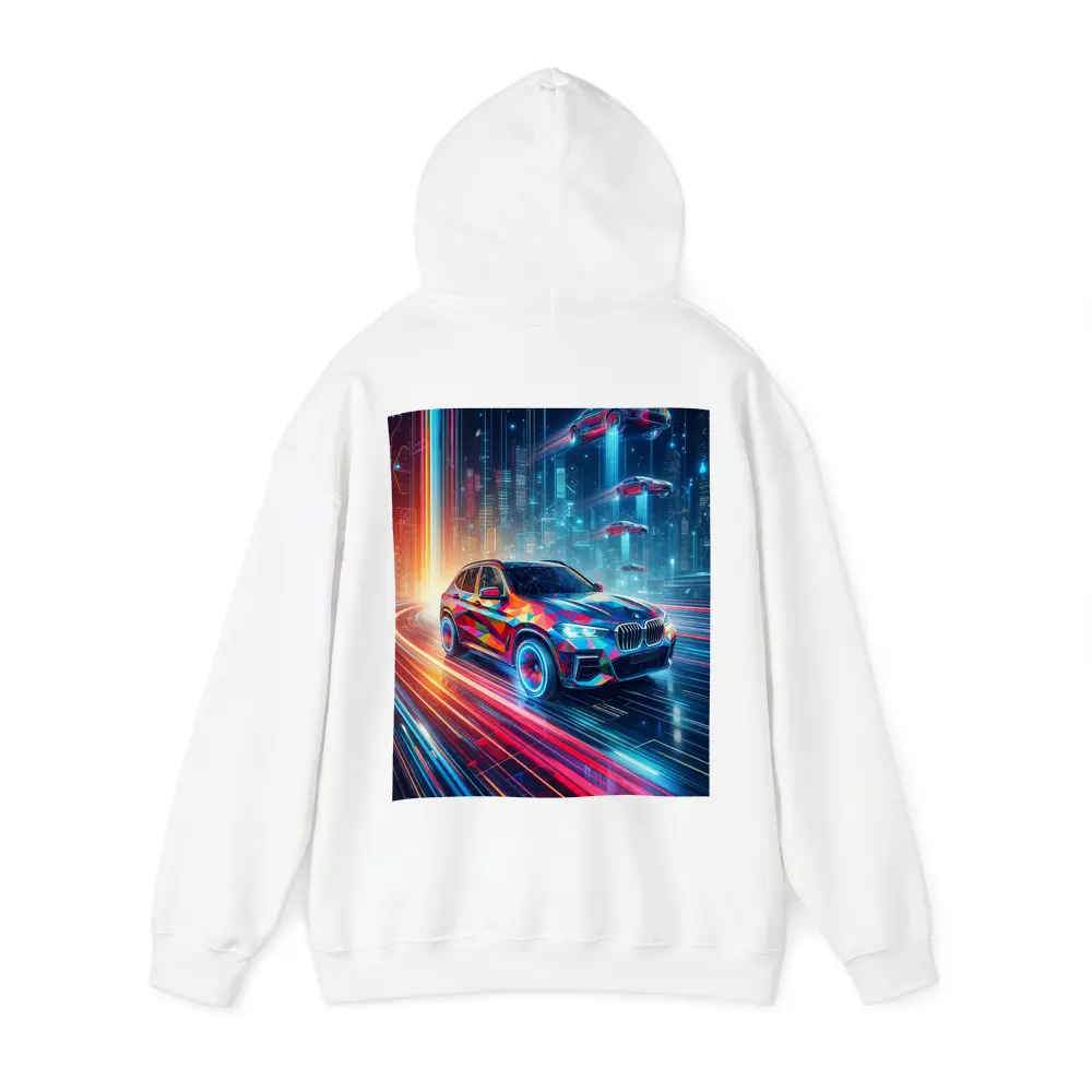 BMW X5 Futuristic Neon Cyberpunk City Art – Hoodies