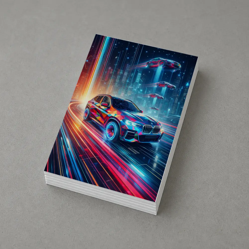 BMW X5 Futuristic Neon Cyberpunk City Art – Postcards