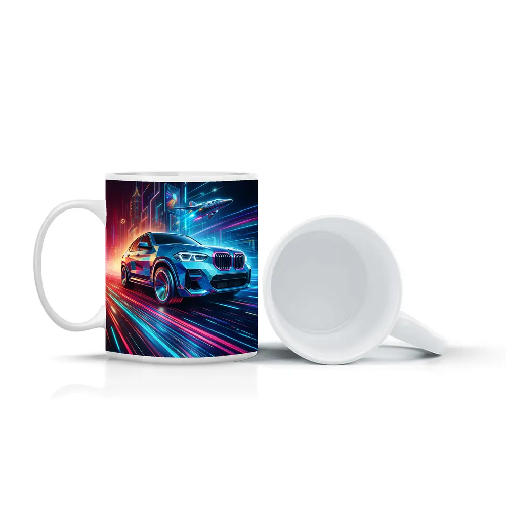 BMW X3 Neon Futuristic City Night Drive – Mugs