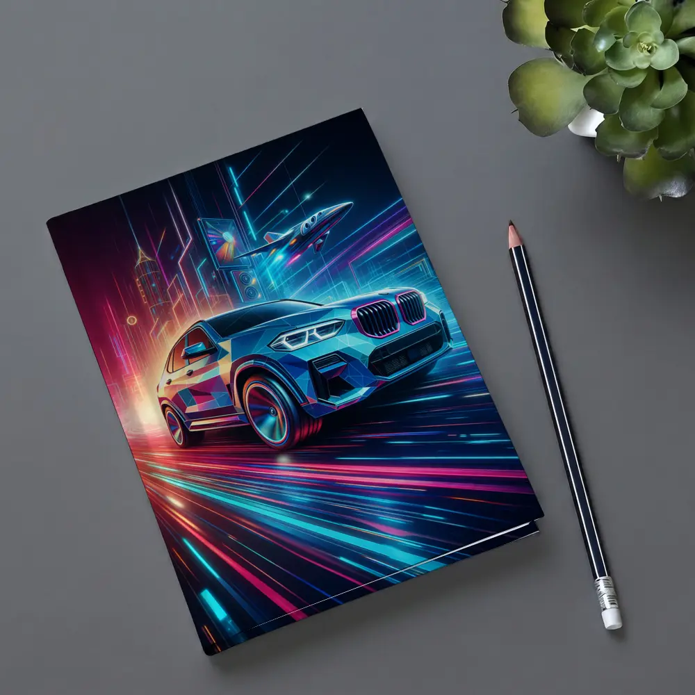 BMW X3 Neon Futuristic City Night Drive – Notebooks