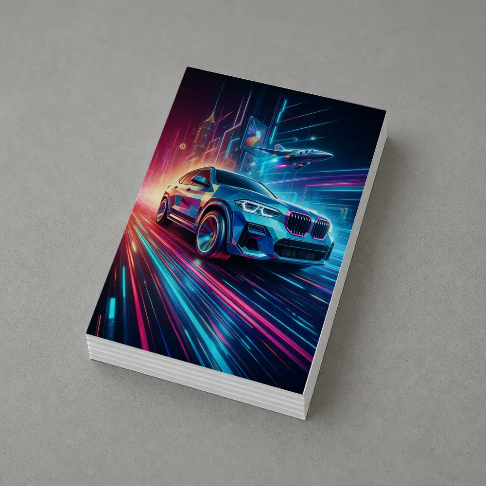 BMW X3 Neon Futuristic City Night Drive – Postcards