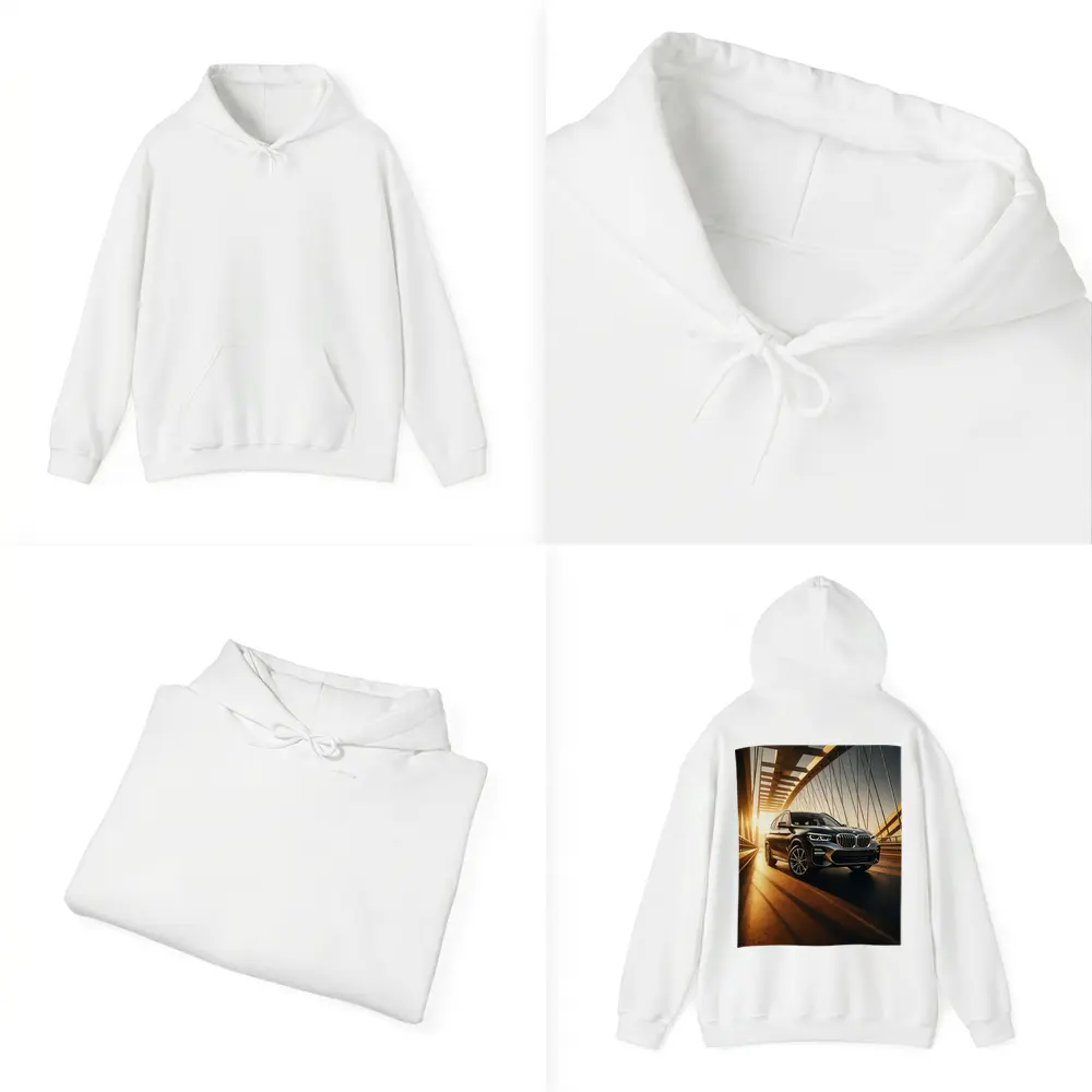 BMW X3 Crossing Bridge at Golden Sunset – Hoodies