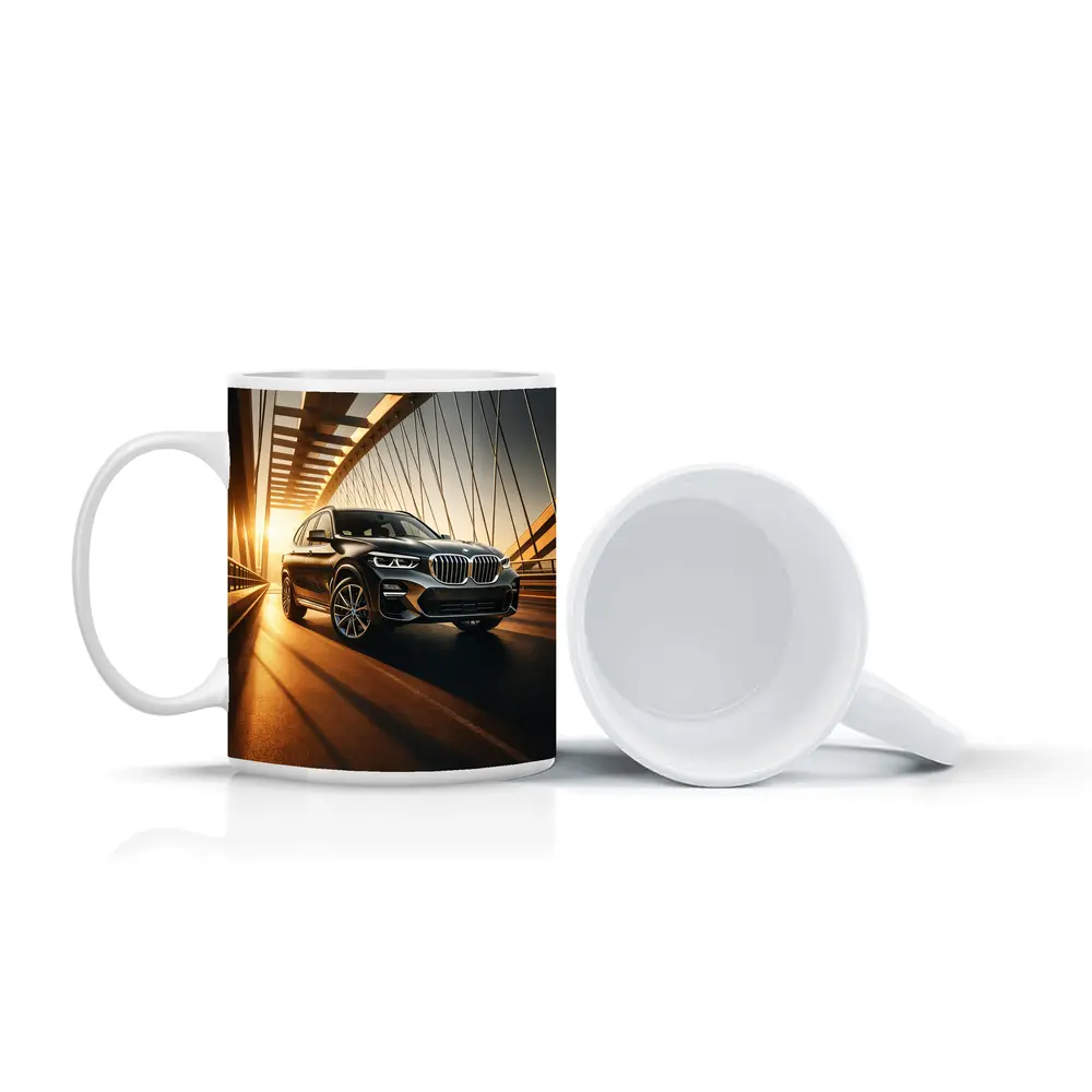 BMW X3 Crossing Bridge at Golden Sunset – Mugs