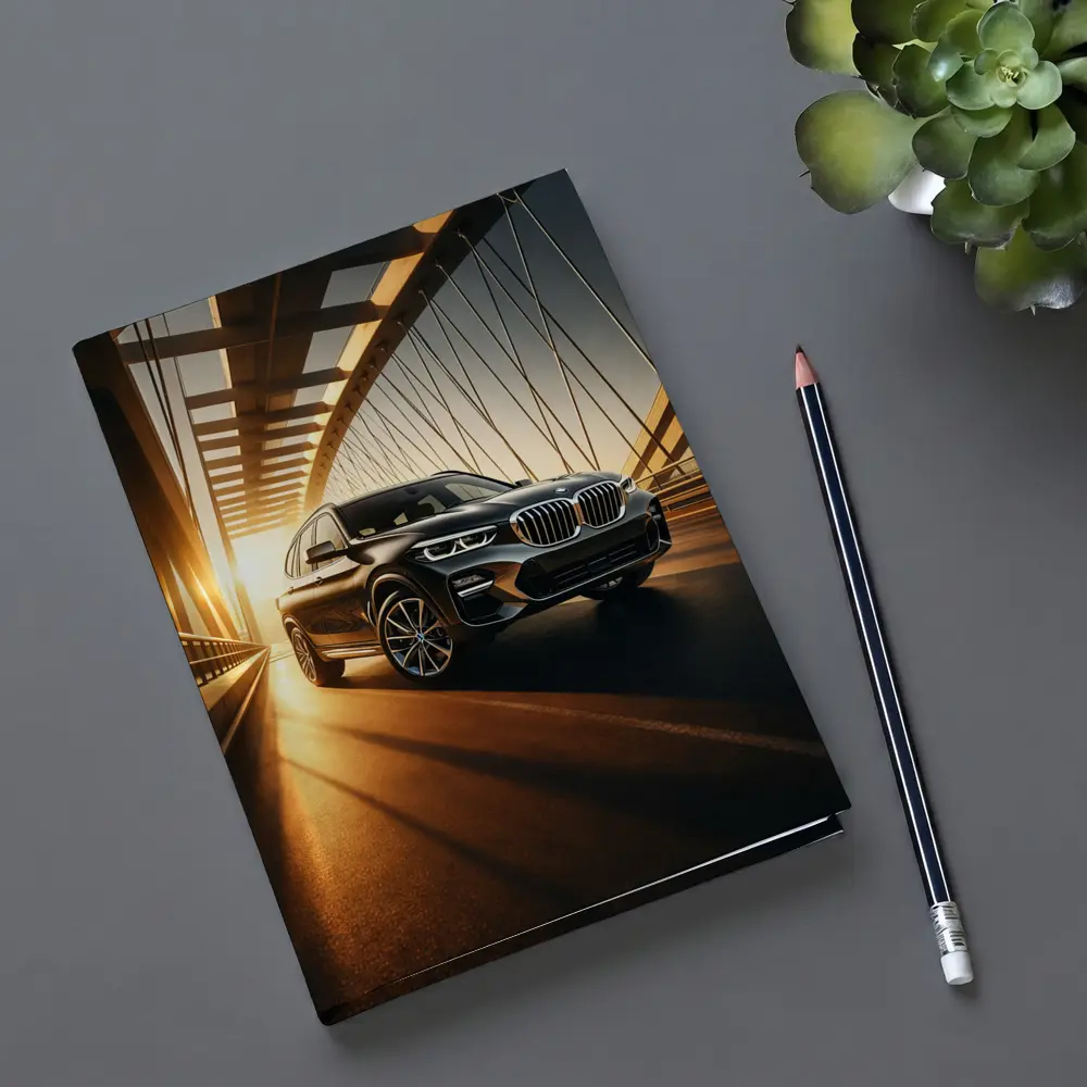 BMW X3 Crossing Bridge at Golden Sunset – Notebooks