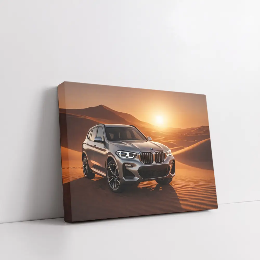 BMW X3 Silver SUV Desert Sunset – Wall Art