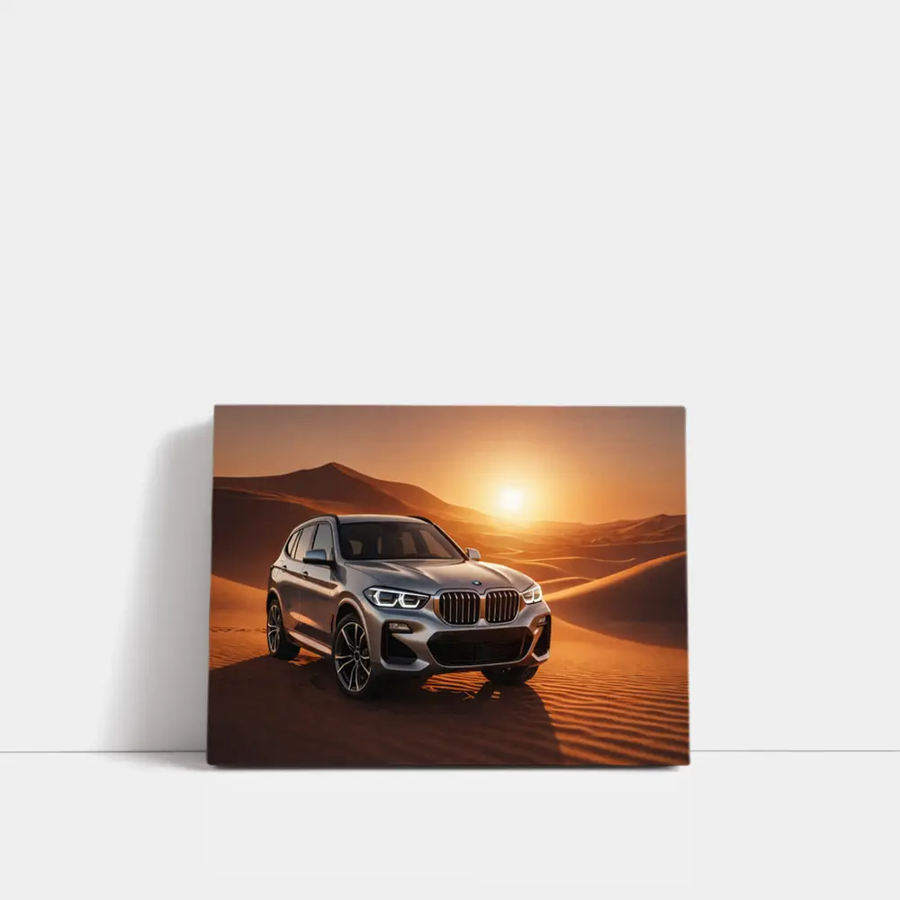 BMW X3 Silver SUV Desert Sunset – Wall Art