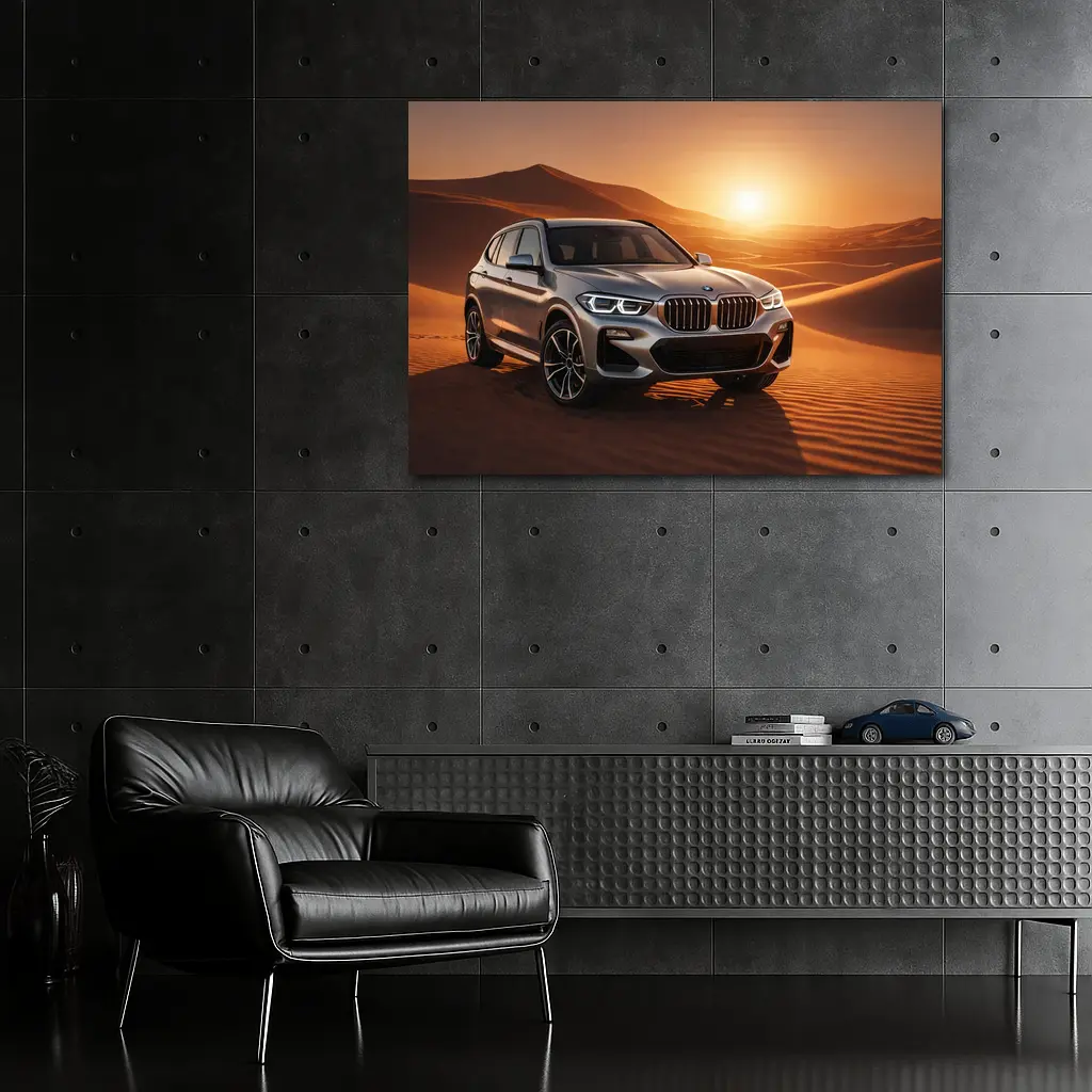 BMW X3 Silver SUV Desert Sunset – Wall Art