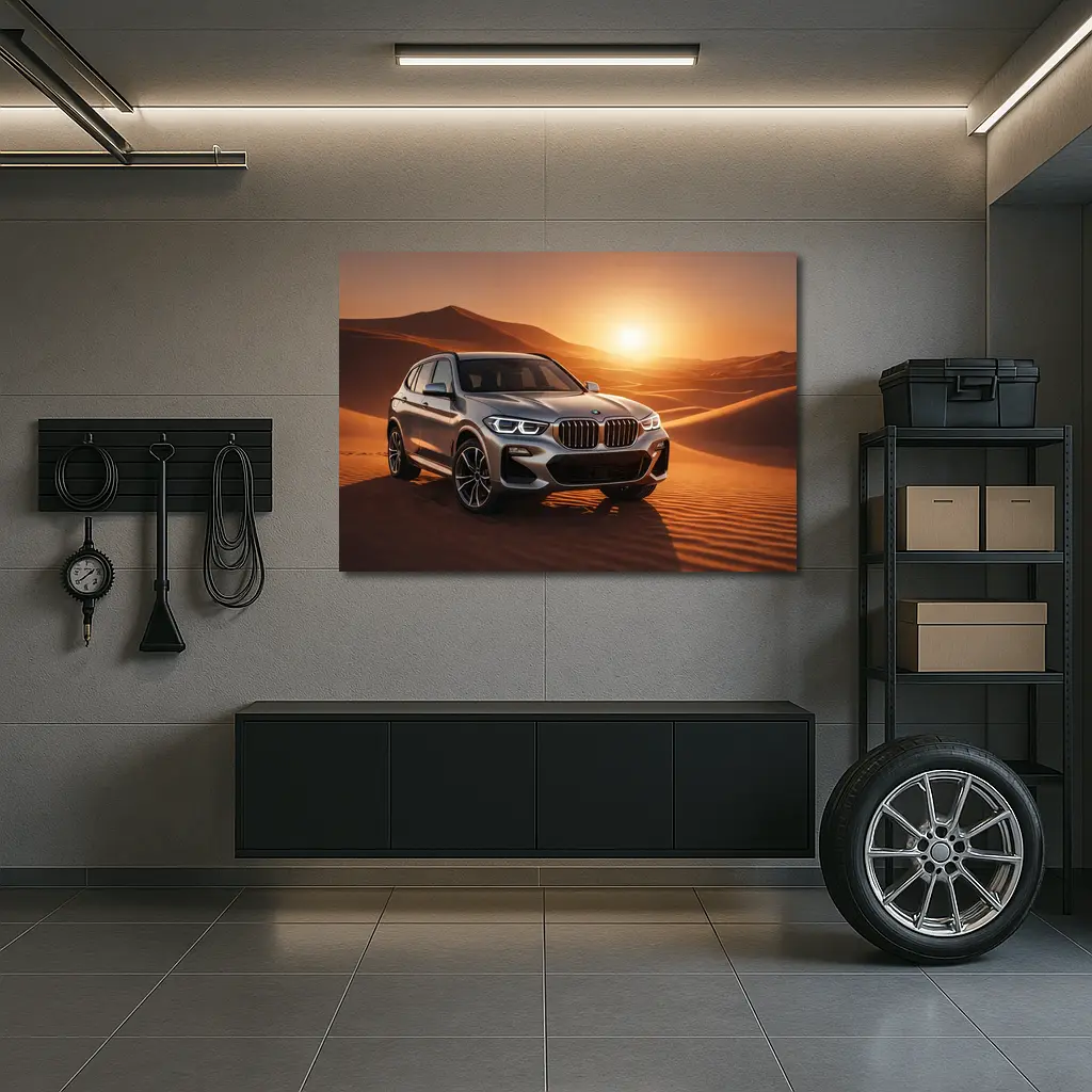 BMW X3 Silver SUV Desert Sunset – Wall Art