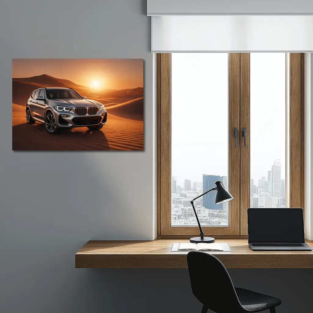 BMW X3 Silver SUV Desert Sunset – Wall Art
