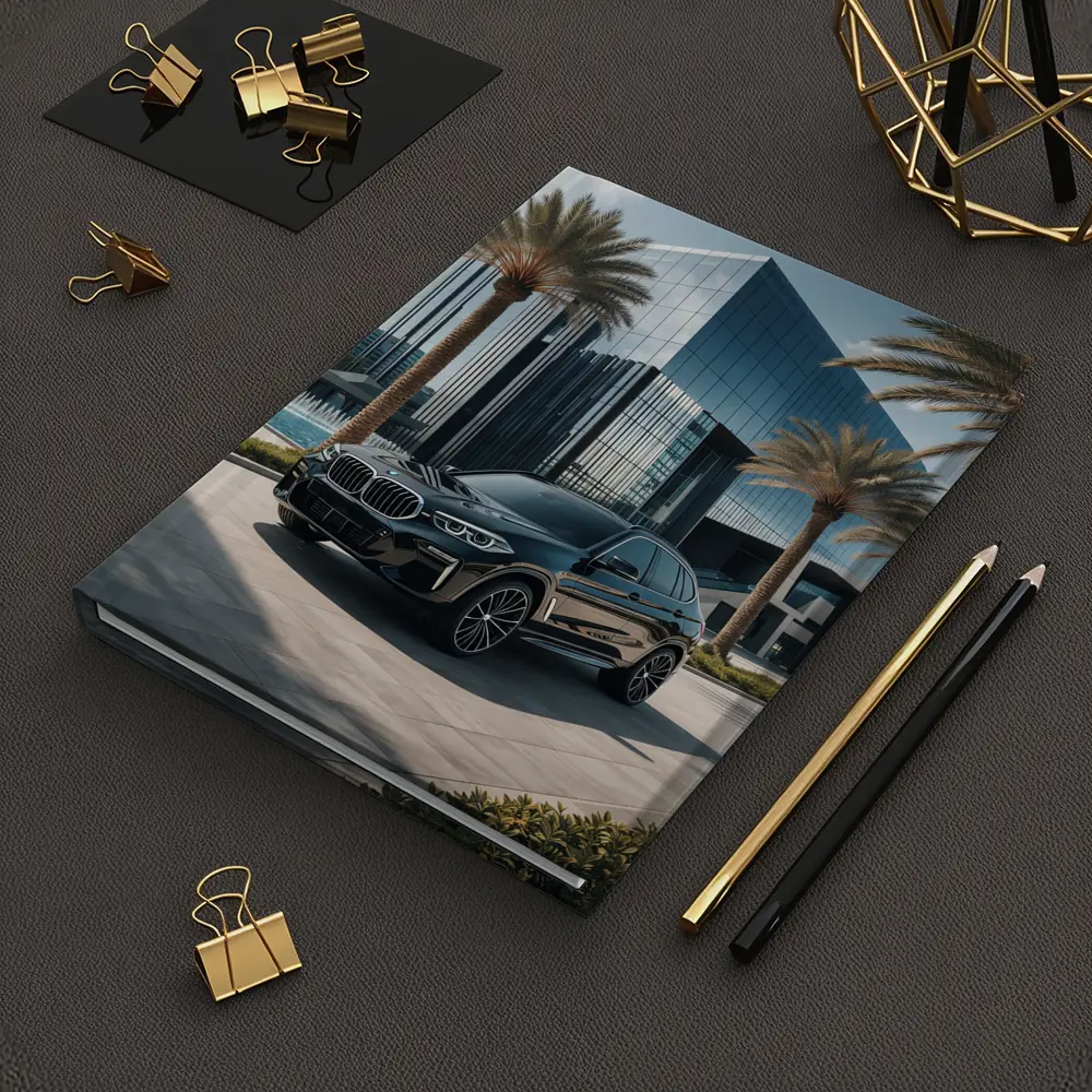 BMW X5 Black Parked Near Glass Building – Notebooks