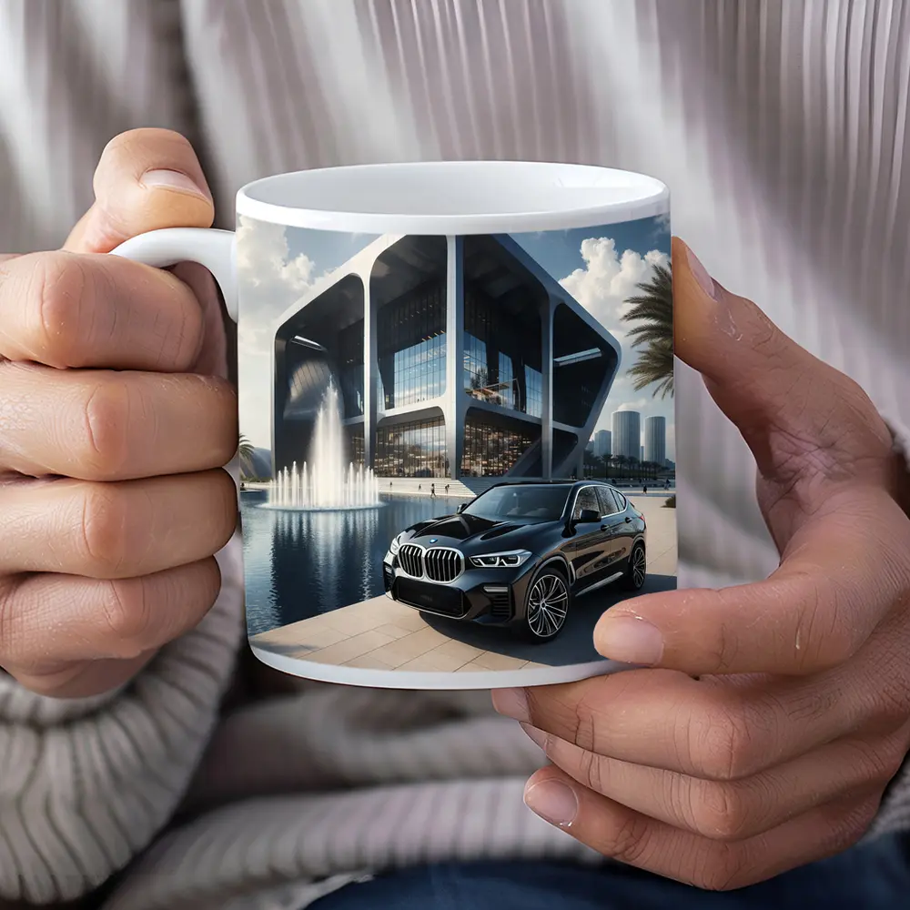 BMW X3 Black SUV Modern Architecture Fountain – Mugs