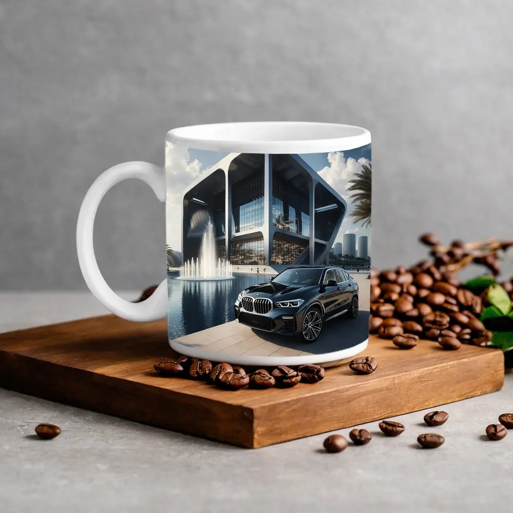 BMW X3 Black SUV Modern Architecture Fountain – Mugs