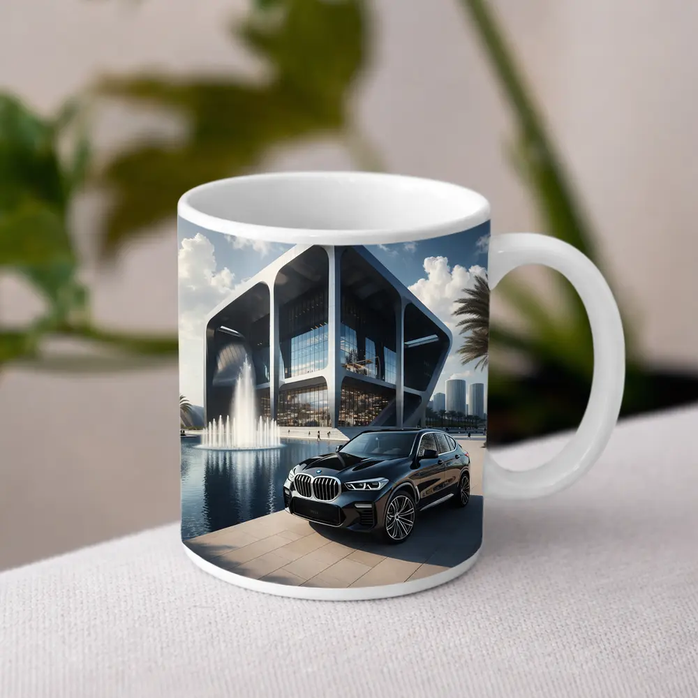 BMW X3 Black SUV Modern Architecture Fountain – Mugs