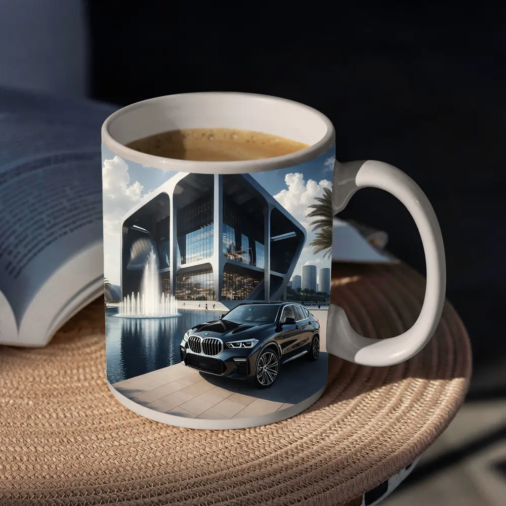 BMW X3 Black SUV Modern Architecture Fountain – Mugs