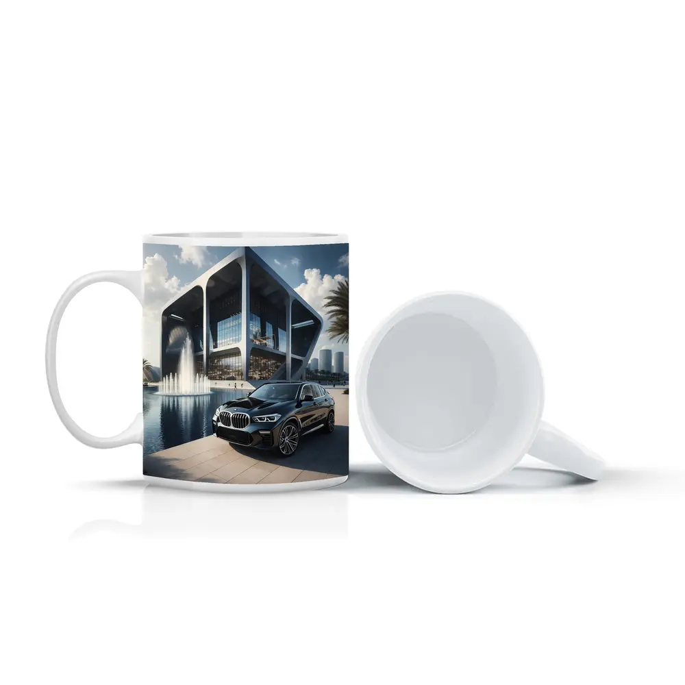 BMW X3 Black SUV Modern Architecture Fountain – Mugs
