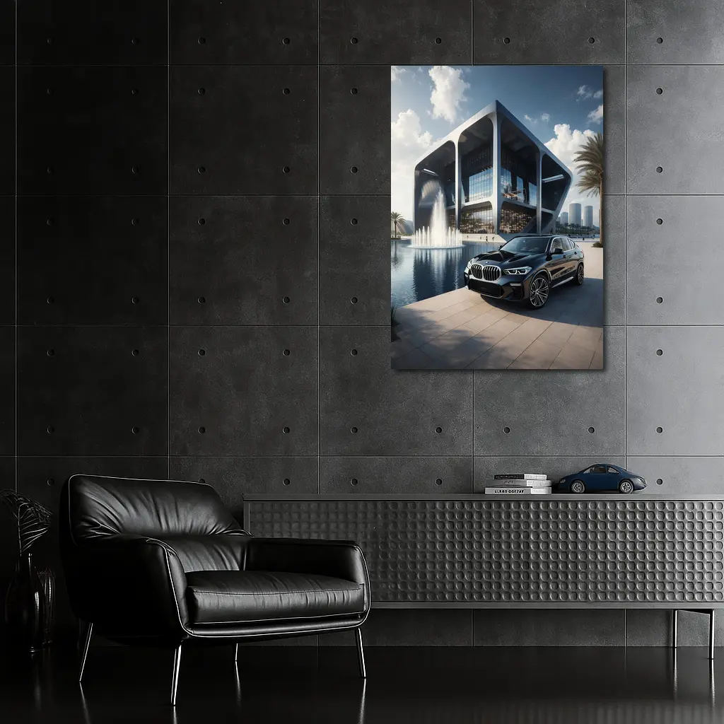BMW X3 Black SUV Modern Architecture Fountain – Wall Art