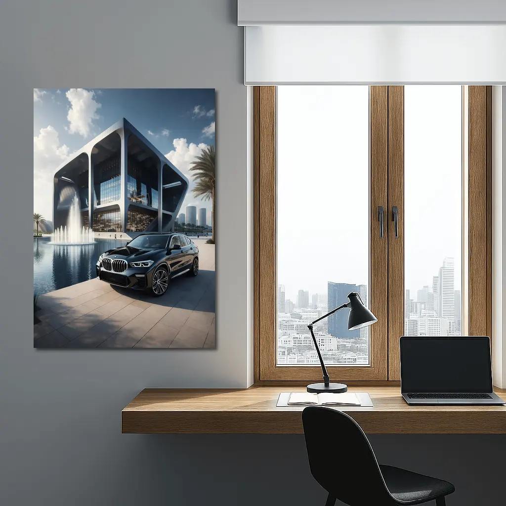 BMW X3 Black SUV Modern Architecture Fountain – Wall Art
