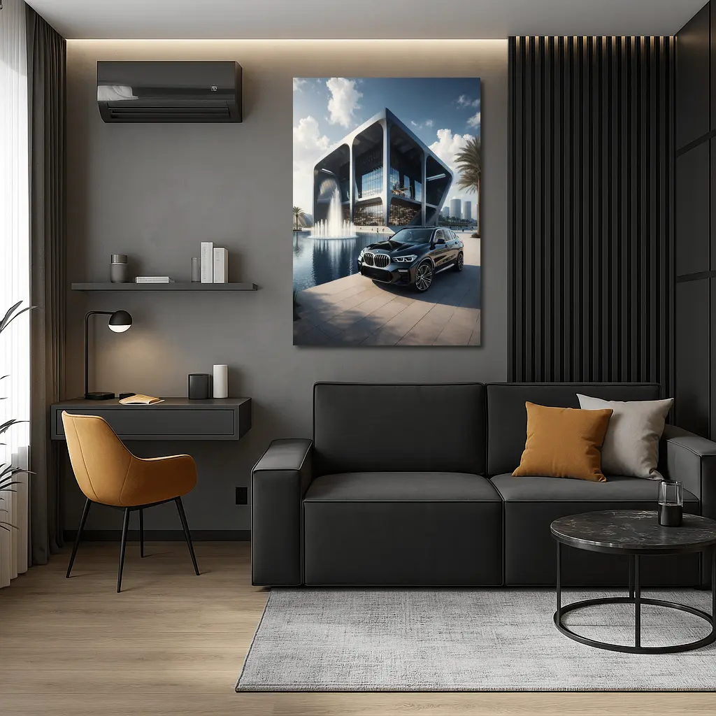 BMW X3 Black SUV Modern Architecture Fountain – Wall Art
