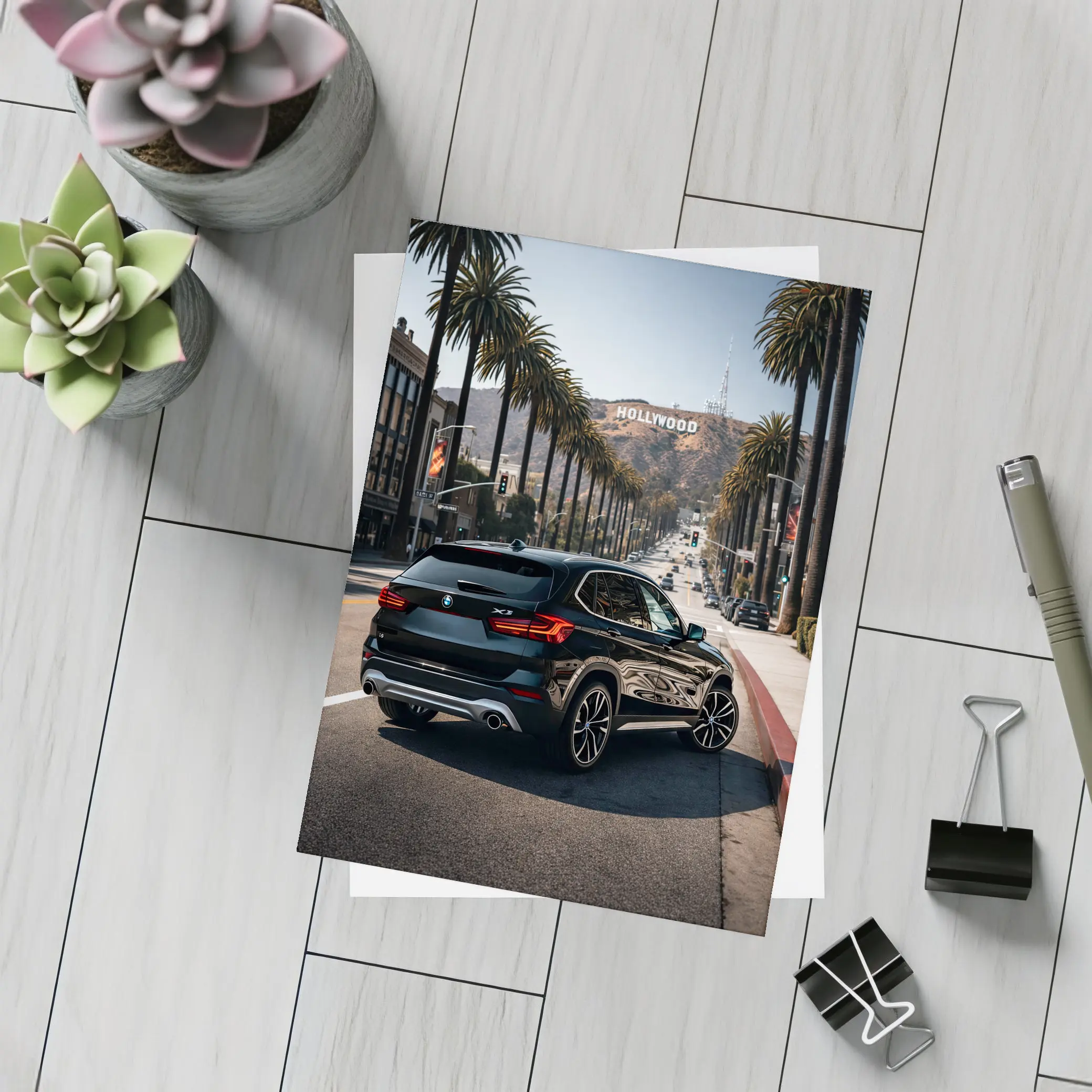 BMW X3 Black SUV Hollywood Los Angeles – Postcards