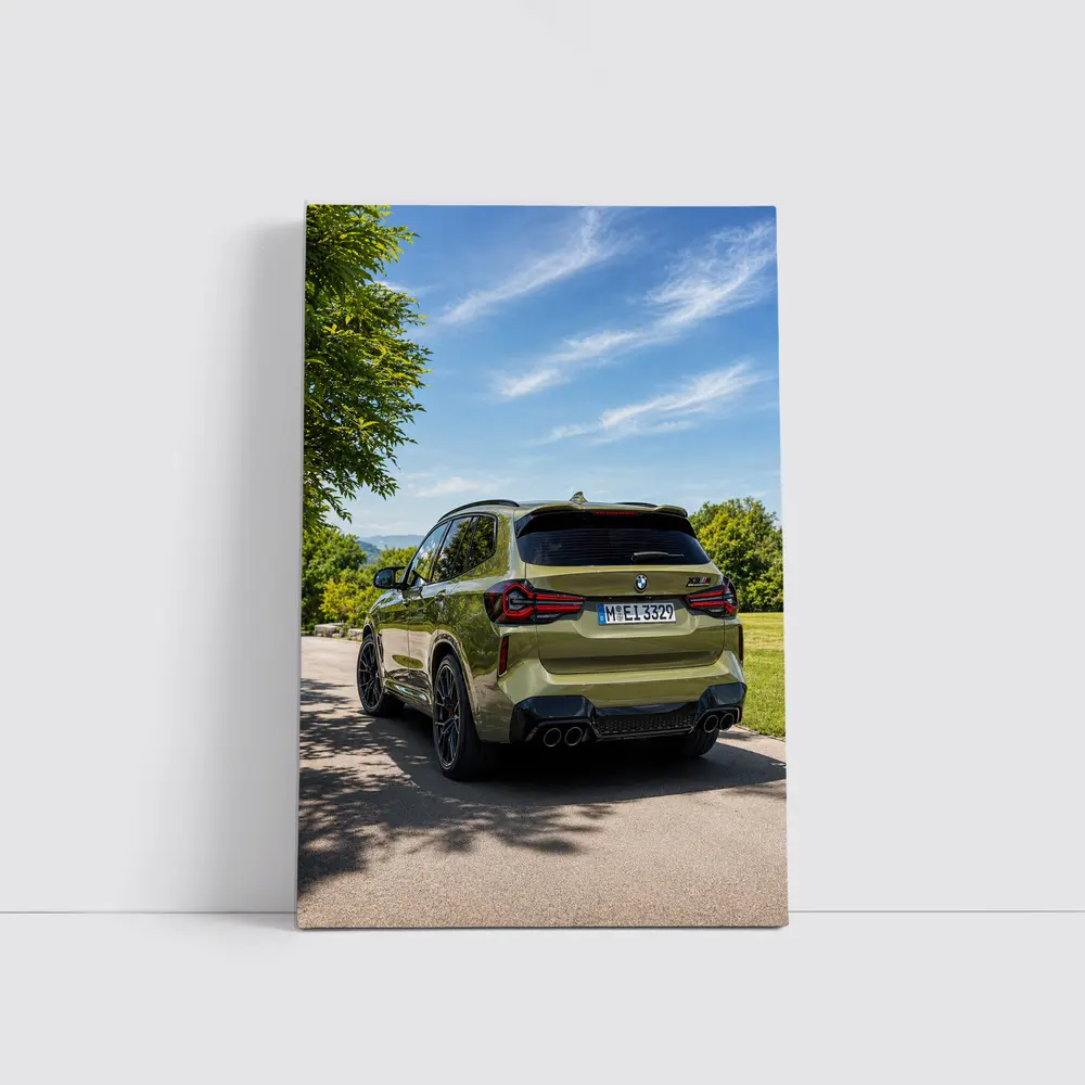 BMW X3 M Competition Olive Green Rear View – Wall Art