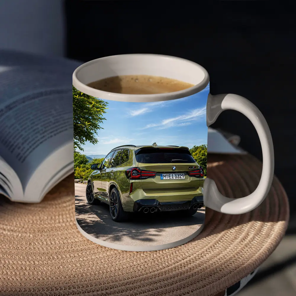 BMW X3 M Competition Olive Green Rear View – Mugs