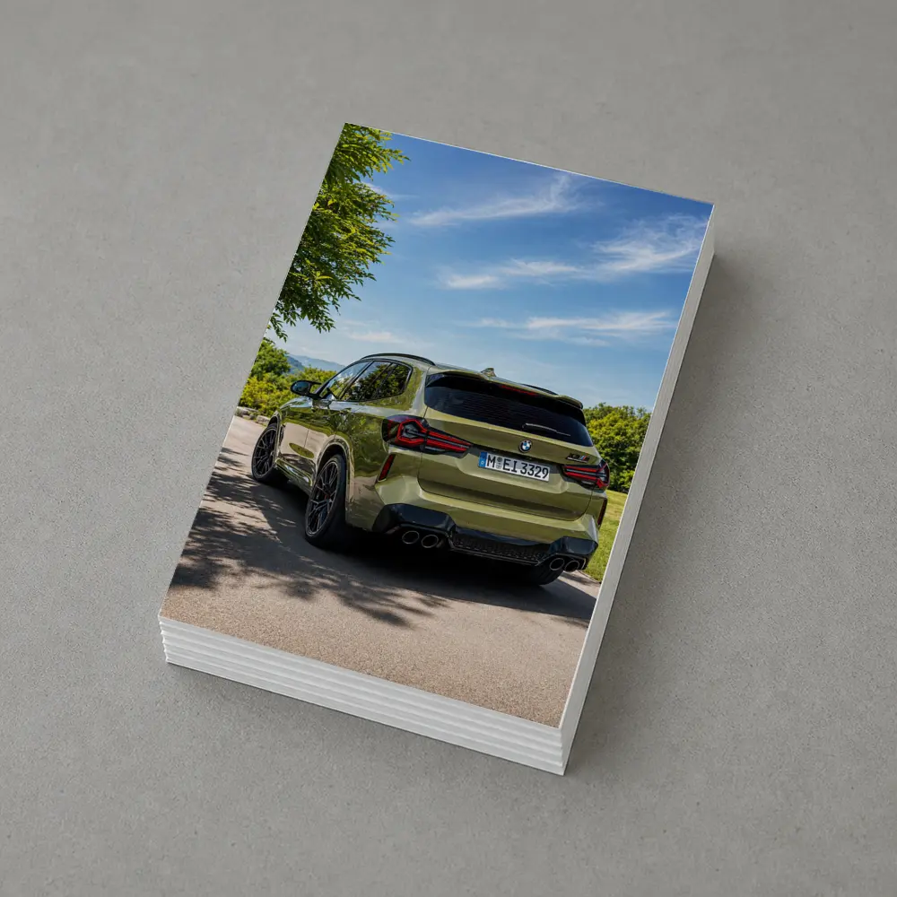BMW X3 M Competition Olive Green Rear View – Postcards