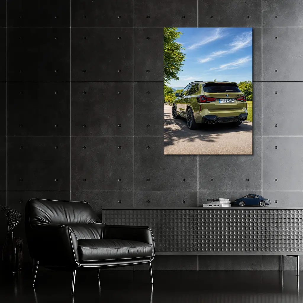BMW X3 M Competition Olive Green Rear View – Wall Art