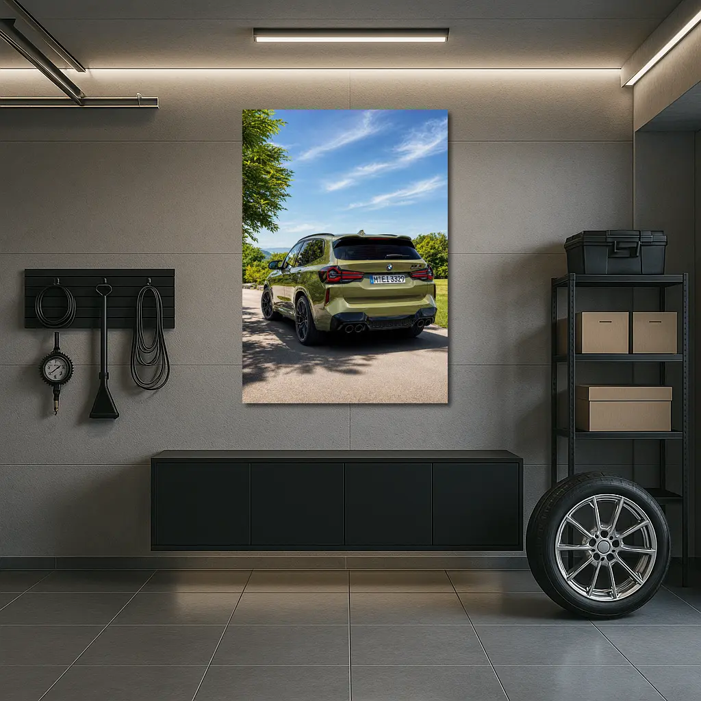 BMW X3 M Competition Olive Green Rear View – Wall Art