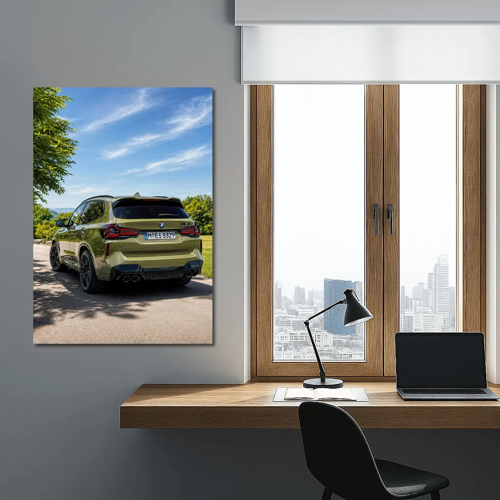 BMW X3 M Competition Olive Green Rear View – Wall Art