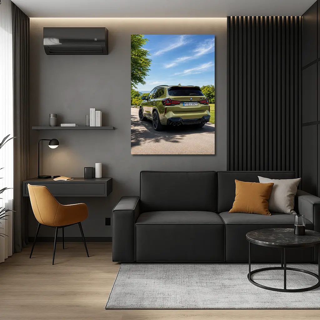 BMW X3 M Competition Olive Green Rear View – Wall Art