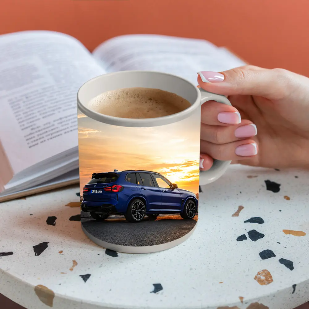 BMW X3 M Blue Sunset Rear View – Mugs