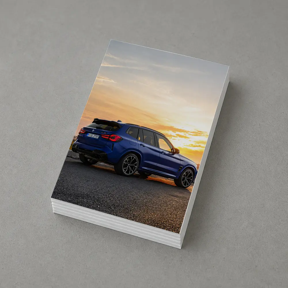 BMW X3 M Blue Sunset Rear View – Postcards