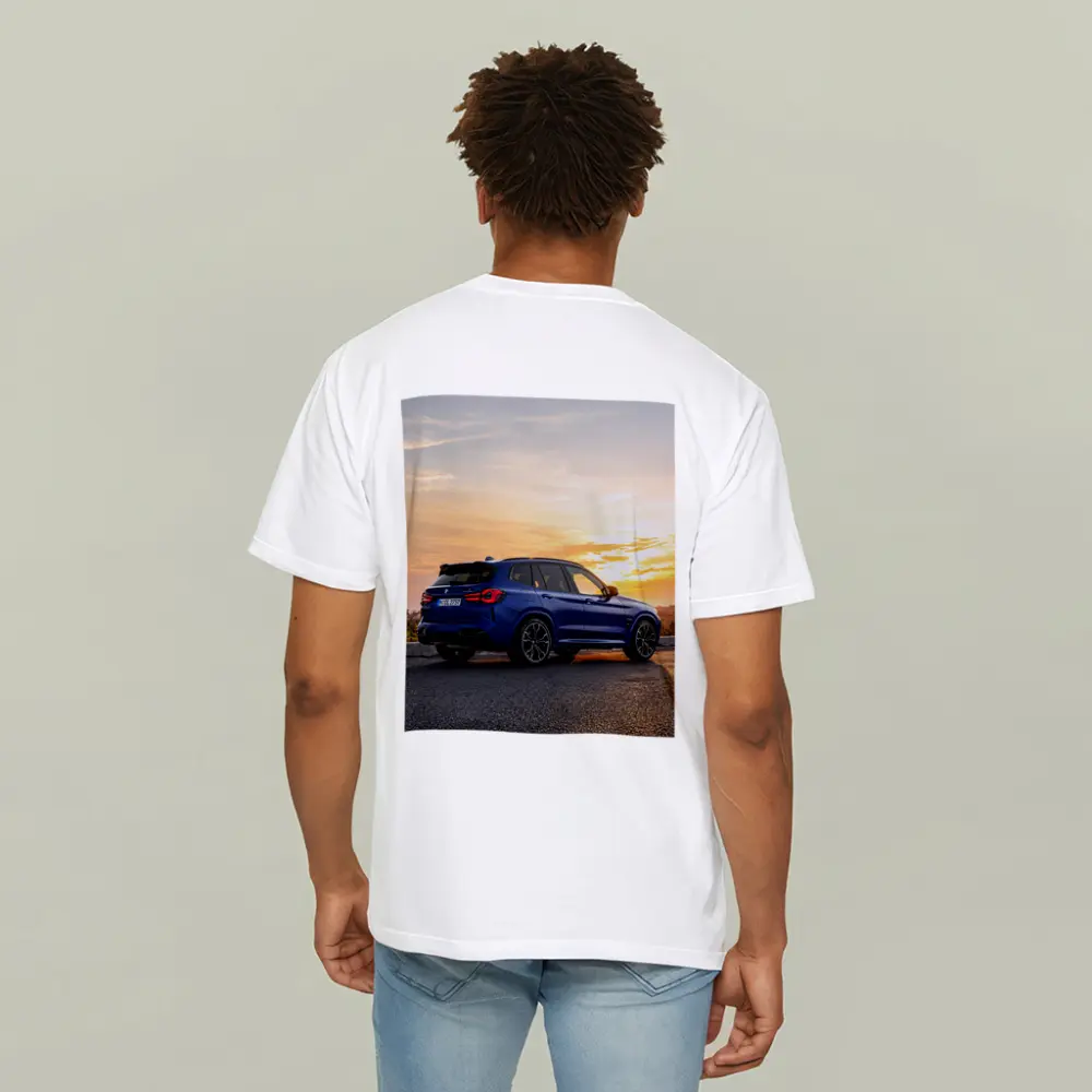 BMW X3 M Blue Sunset Rear View – T-Shirts