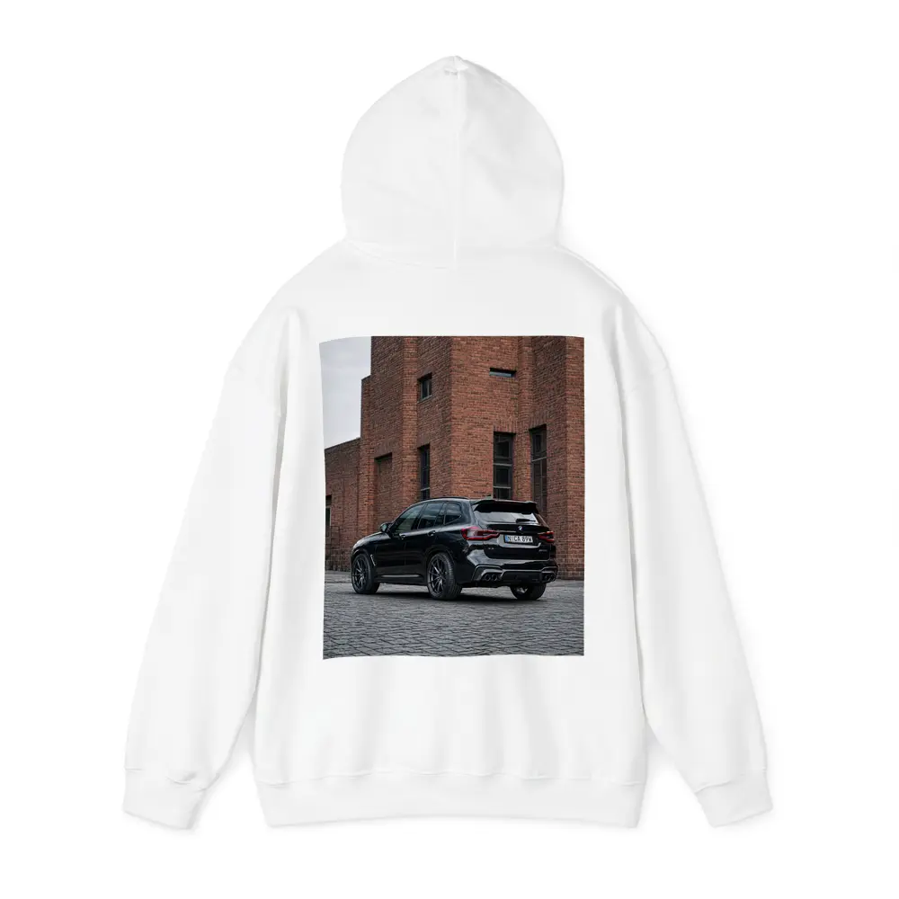 BMW X5 M Black Urban Industrial Background – Hoodies