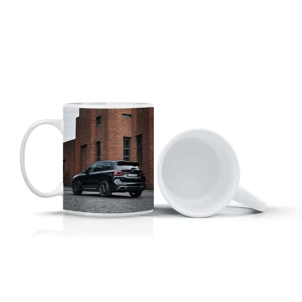 BMW X5 M Black Urban Industrial Background – Mugs