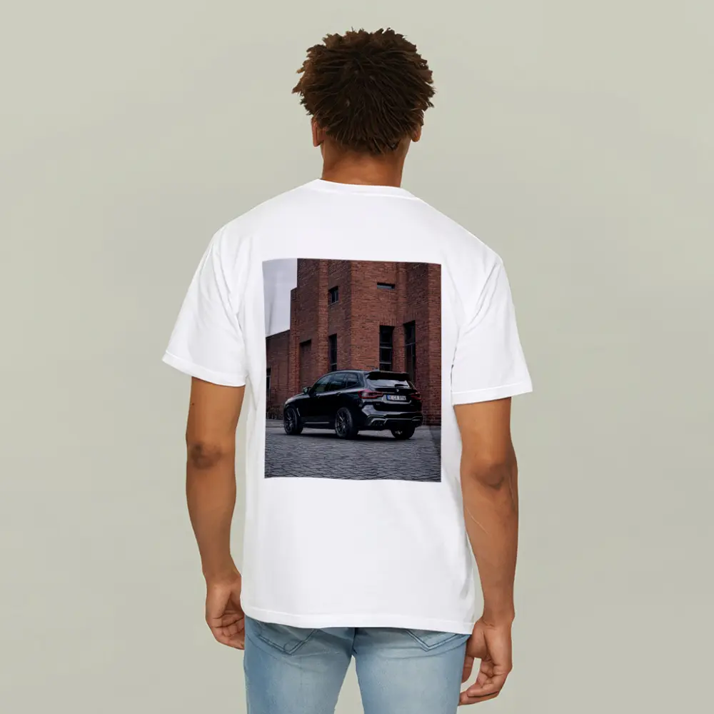 BMW X5 M Black Urban Industrial Background – T-Shirts