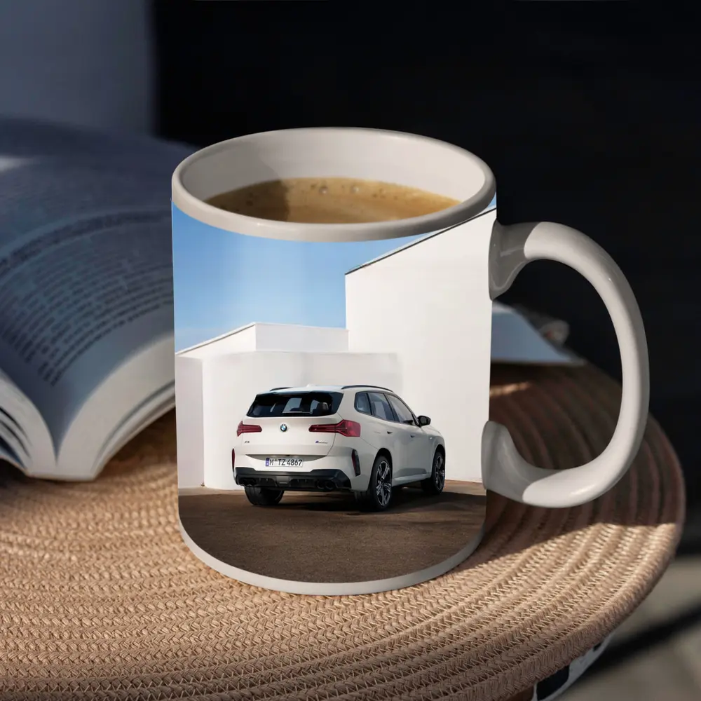 BMW X3 White SUV Minimal Architecture Background – Mugs