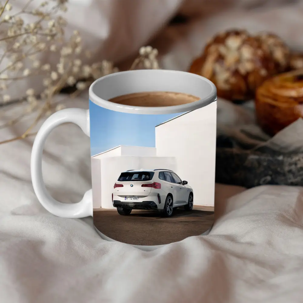BMW X3 White SUV Minimal Architecture Background – Mugs