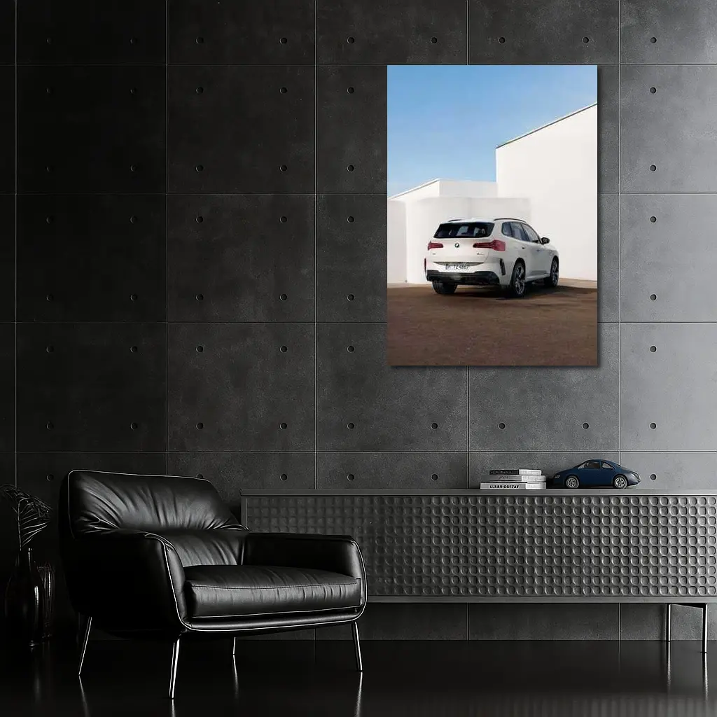 BMW X3 White SUV Minimal Architecture Background – Wall Art