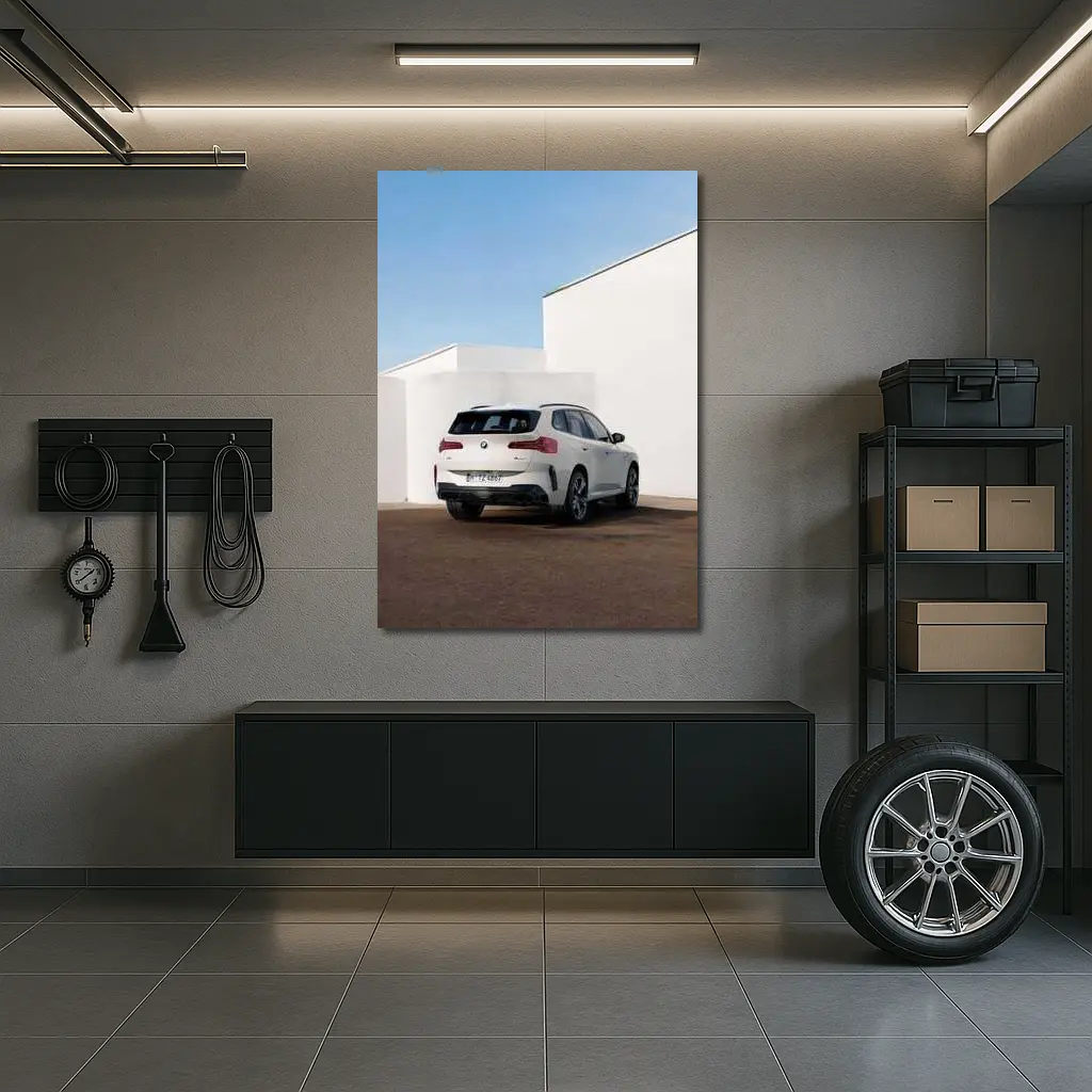BMW X3 White SUV Minimal Architecture Background – Wall Art