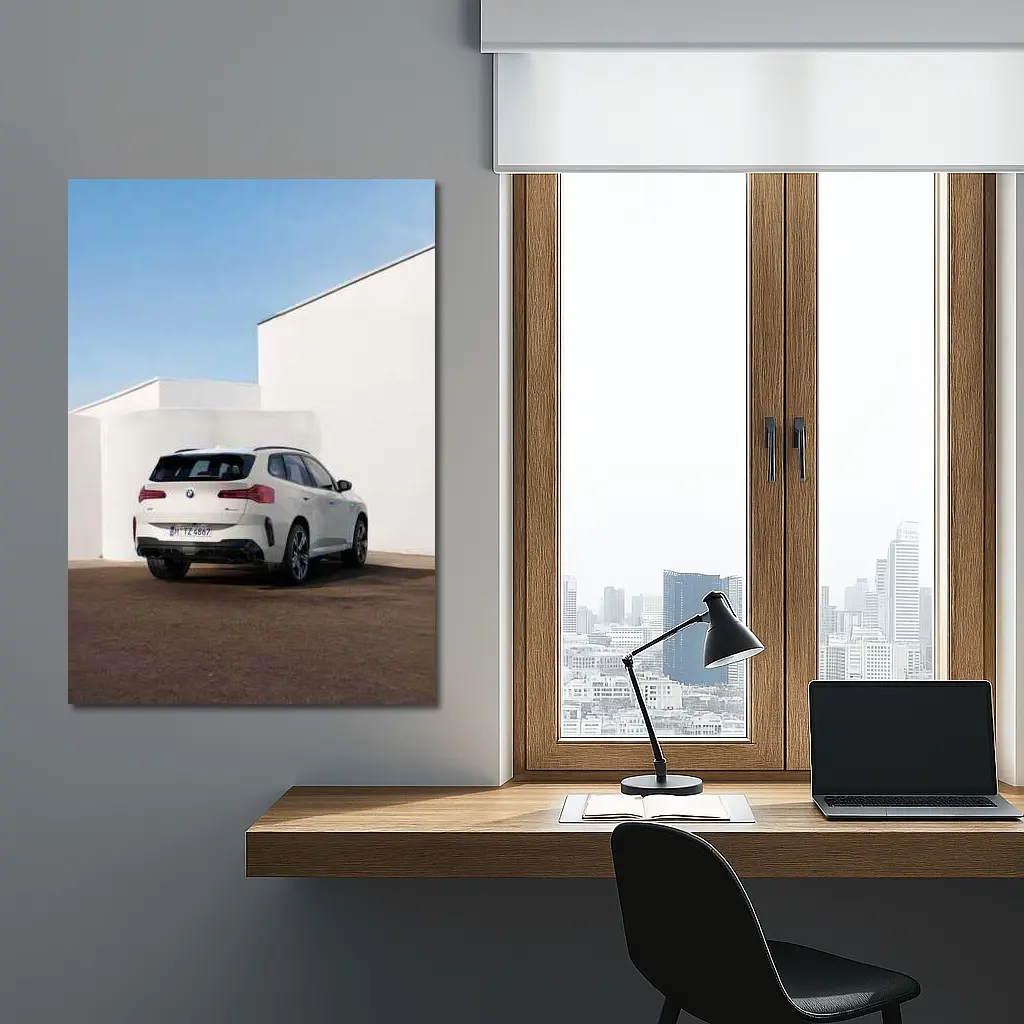 BMW X3 White SUV Minimal Architecture Background – Wall Art
