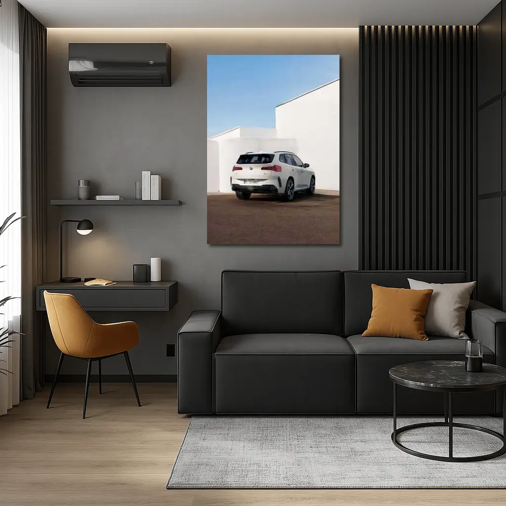 BMW X3 White SUV Minimal Architecture Background – Wall Art