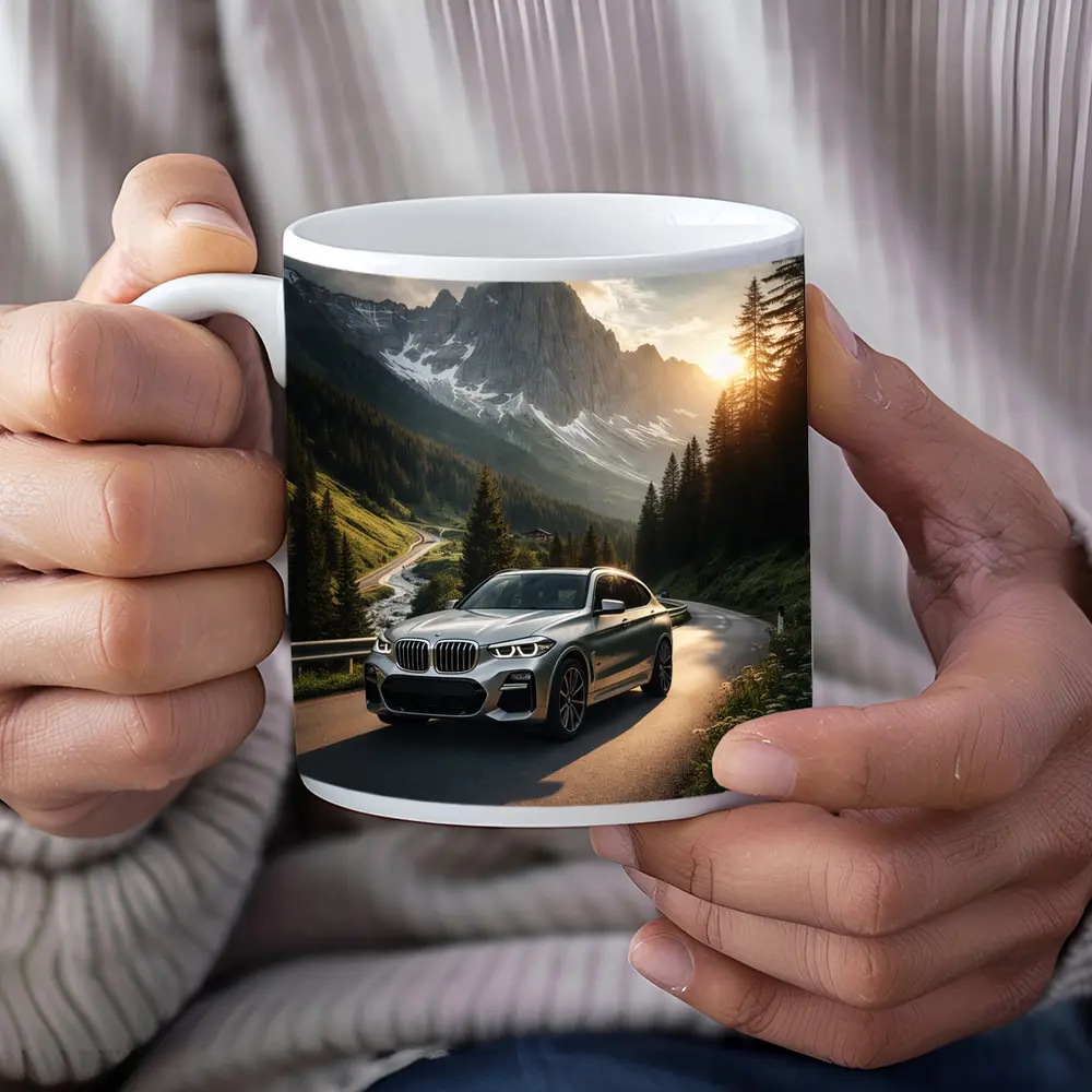 BMW X3 Silver SUV Mountain Road Drive – Mugs