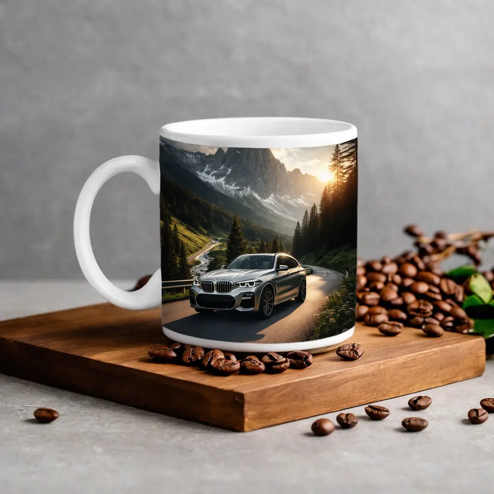 BMW X3 Silver SUV Mountain Road Drive – Mugs